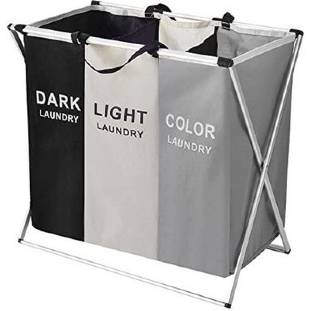 3-Section Laundry Basket Bin Organizer- 137L- Multi-colour. Bathroom Bin TilyExpress 6