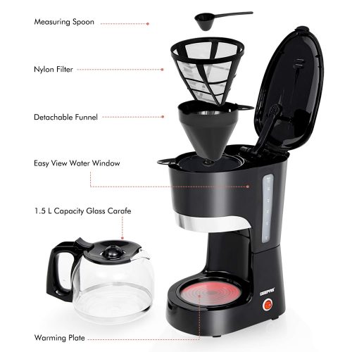 Geepas Liquid Filter Coffee Machine,Black - GCM6103