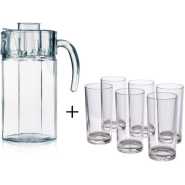 6 Drinking Glasses Plus 1 Glass Jug-Transparent