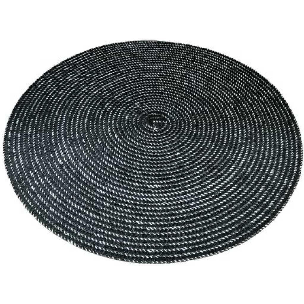 6 Pc Round Decorative Placemats Table Mats- Black &White