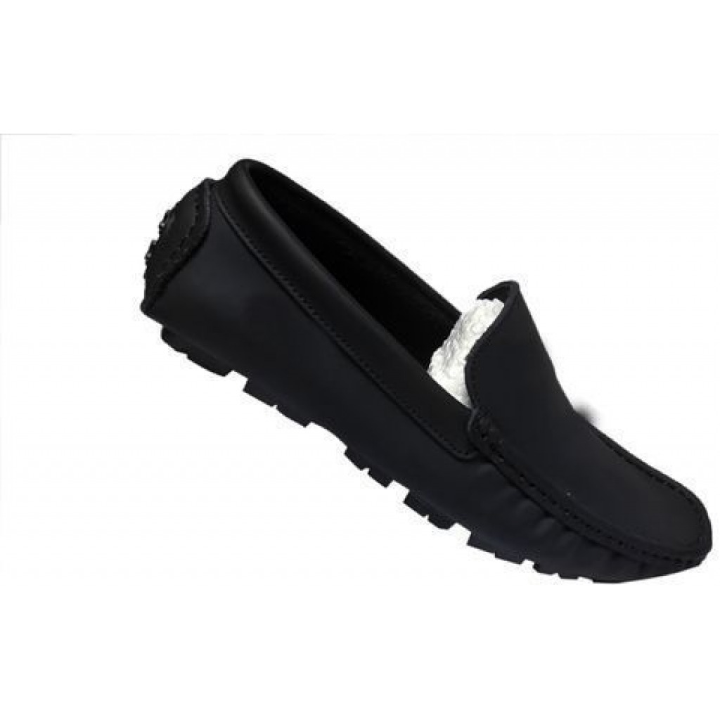 New Men's Slip-on Leather Moccasins Shoes - Black