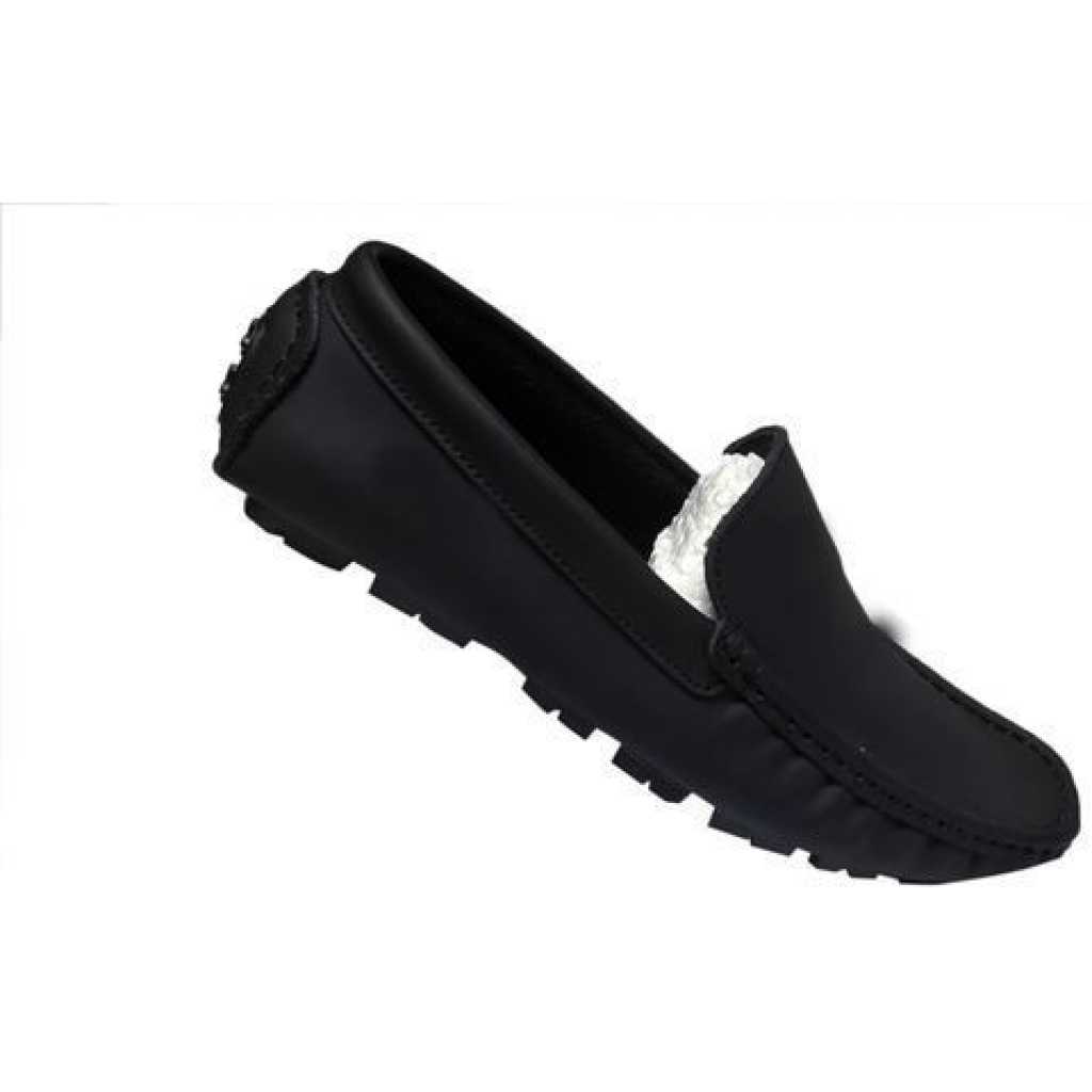 New Men's Leather Moccasins - Black - TilyExpress