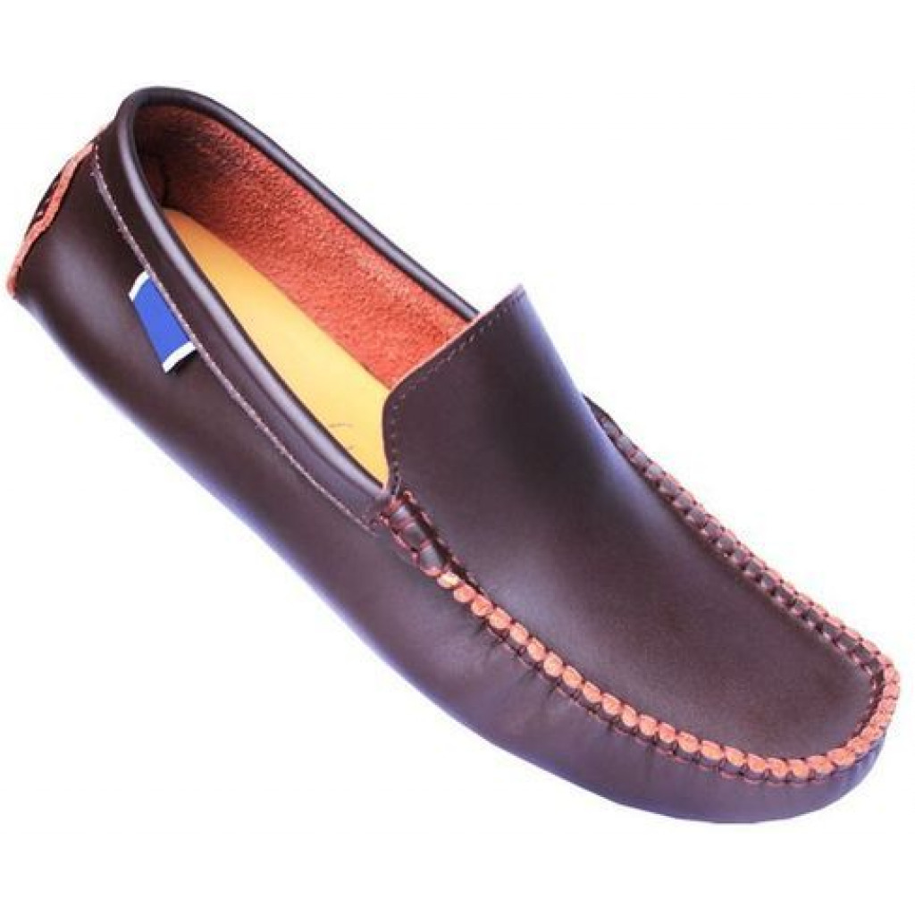 Casual Men's Leather Moccasins - Brown