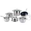 12 Piece Stainless Steel Kettle And Pots Saucepans Cookware-Silver