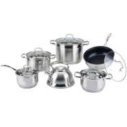 12 Piece Stainless Steel Kettle And Pots Saucepans Cookware-Silver