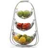 3 Tier Stainless steel Fruit Bowl Storage Basket Holder Organizer Rack, Silver