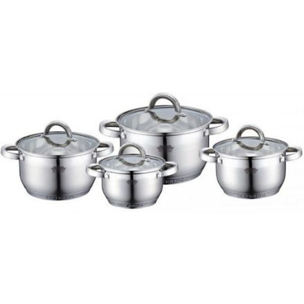 4 Piece Stainless Steel Saucepans/Cookware Pots, Silver Cooking Pans TilyExpress