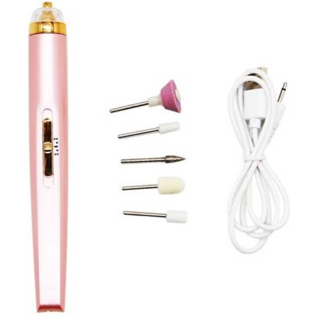 5-in-1 Electric Pedicure And Manicure Nail Drill File Grinder Grooming Kit Includes Callus Remover, Pink