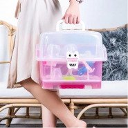 Portable Baby Bottle Drying Rack Storage Box With Anti-dust Cover, Pink Bottle Accessories