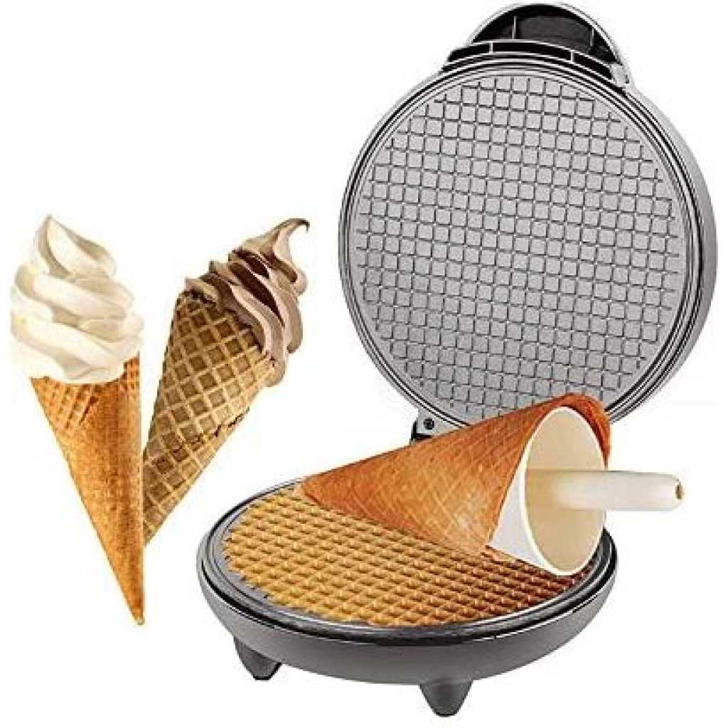 Sayona Electric Waffle, Ice Cream Cone Maker Machine, Egg Rolls Baking Pan -Black