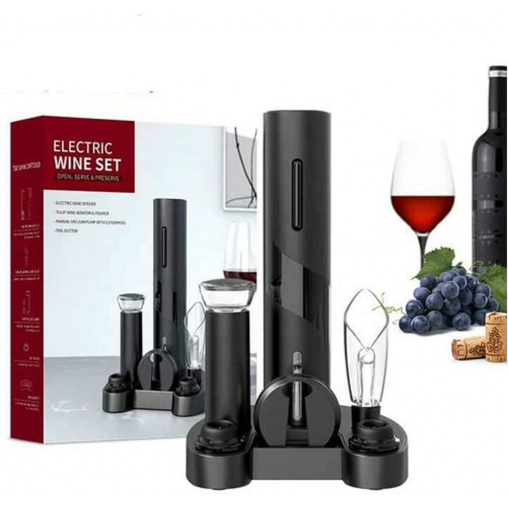 Electric Wine Opener Set Base Style Wine Bottle Opener Corkscrew Kit Gift Set- Multi-colours Bars & Wine Cabinets TilyExpress 6