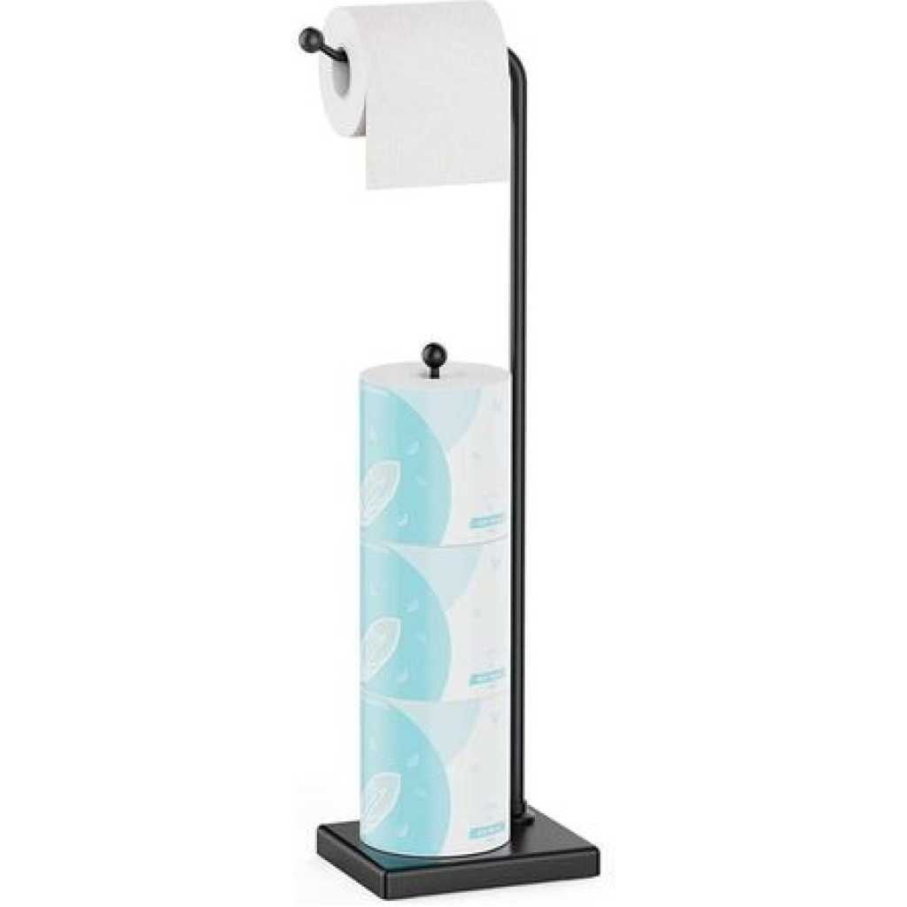 Toilet Paper Holder Stand Tissue Rack Storage -Black