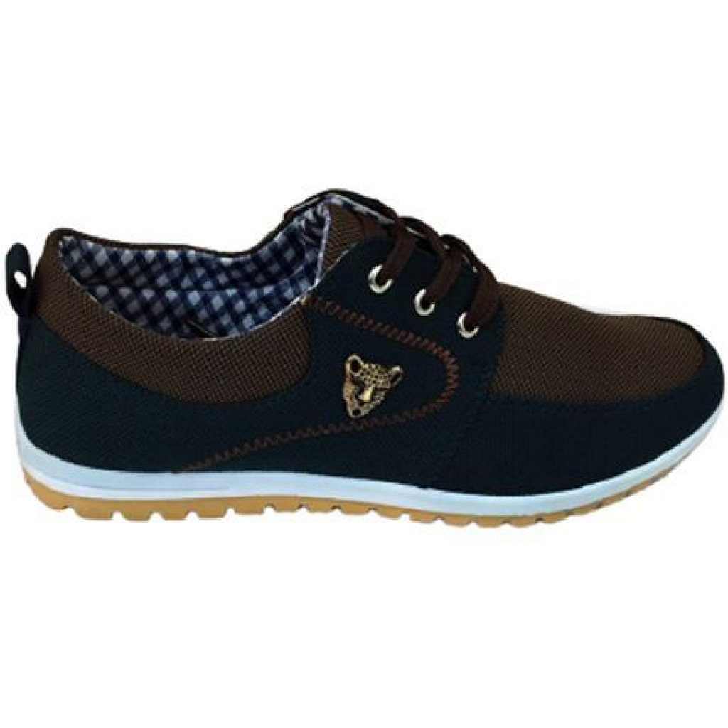 Men’s Lace Up Designer Sneakers – Navy Blue,Brown,White Men's Fashion Sneakers TilyExpress