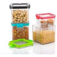 1300ml 4-Piece Plastic Transparent Plain Storage Box Tins Containers -Multi-colour Food Storage & Organization Sets