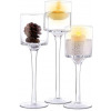 Set Of 3 GlassTea Light Glass Candle Holders Ideal For Weddings Parties & Home -Clear Vases TilyExpress
