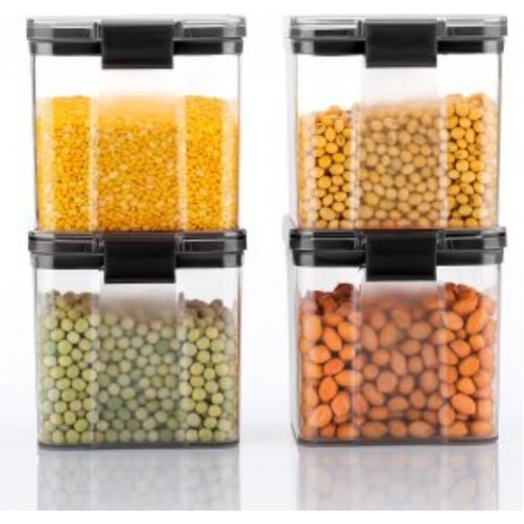 700ml 4-Piece Plastic Transparent Plain Storage Box Tins Containers -Black Food Savers & Storage Containers TilyExpress 5