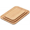 3 Piece Bamboo Wood Tea Food Serving Trays Plates - Brown
