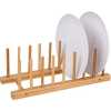 Multi-Purpose Bamboo Plate Holder and Pot Lid Organizer Storage Rack -Brown