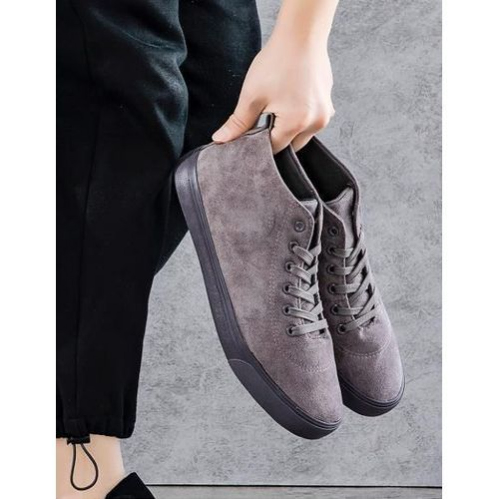 Men’s High Top Trendy Sneakers – Grey Men's Fashion Sneakers TilyExpress