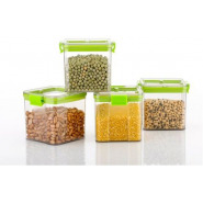 700ml 4-Piece Plastic Transparent Plain Storage Box Tins Containers, Green Food Savers & Storage Containers