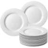 8 Inch 12-Piece Porcelain Salad, Dessert Dinner Serving Plates-White