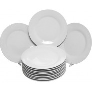 5 Inch 12-Piece Porcelain Cup Saucer Plates-White