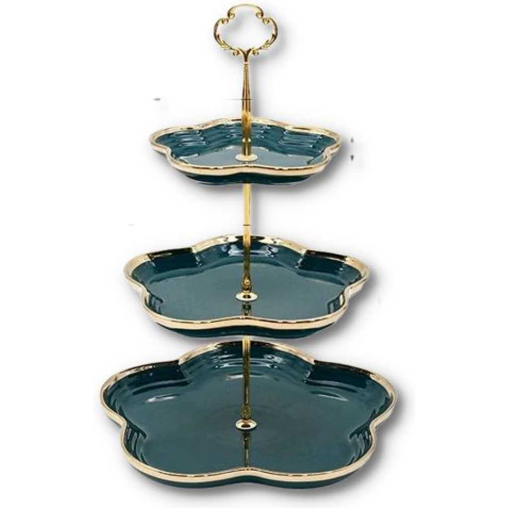 3-Tier Cookie Cake Stand Serving Platter Tray -Emerald Green Cake Stands TilyExpress