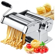 Pasta Maker Roller Machine, Manual Spaghetti, Noodles Maker Cutter-Silver