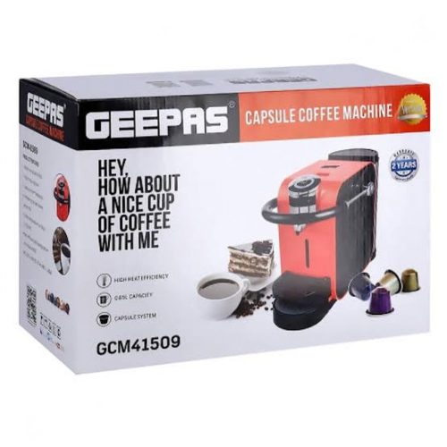 Geepas GCM41509 Capsule Coffee Maker, 0.65L WaterTank -Red