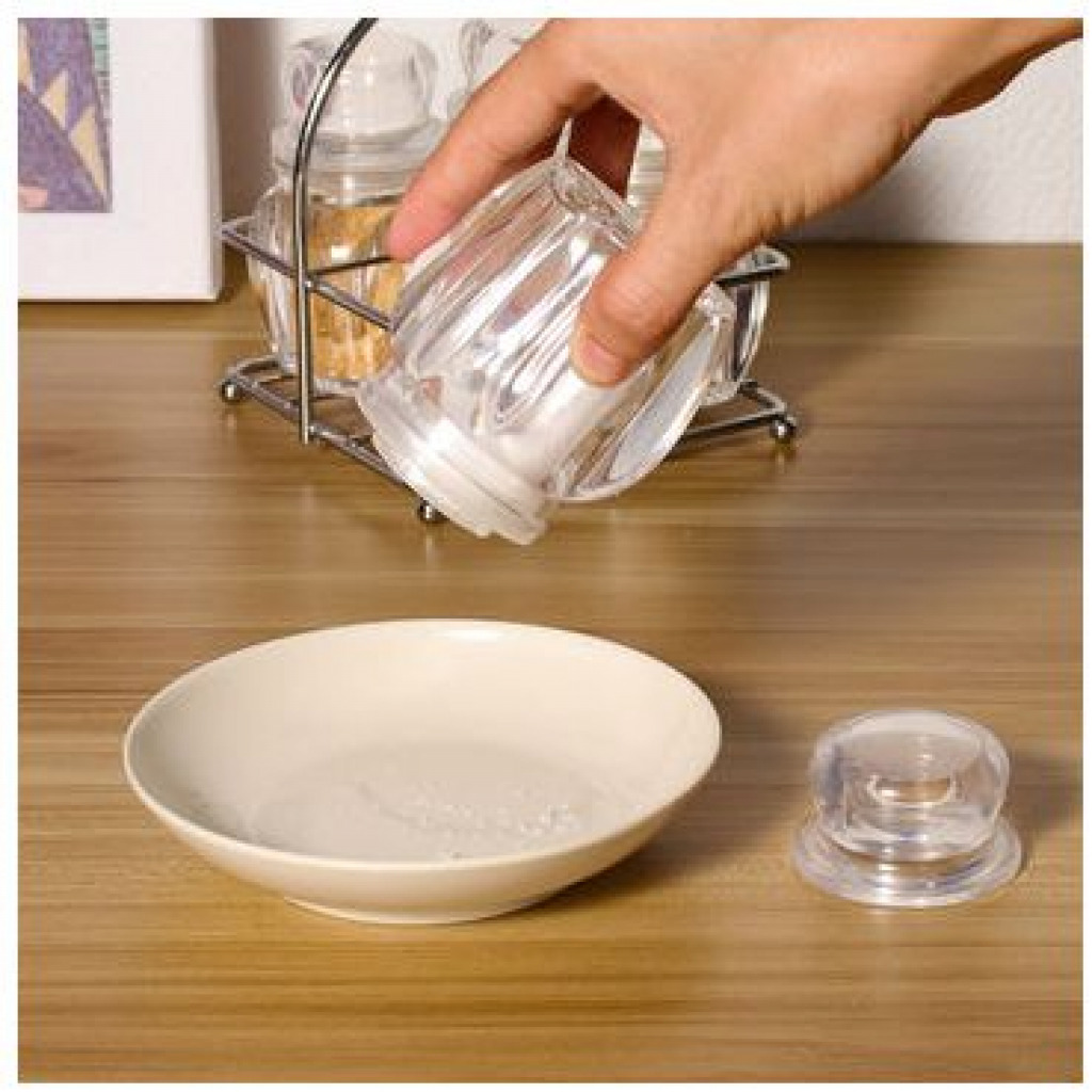 4 Piece Spice, Salt, pepper Shaker Rack Organizer – Clear. Spice Racks TilyExpress 2