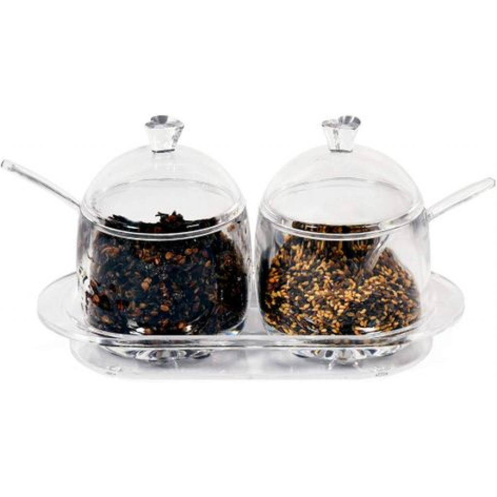 Acrylic Spice Jar Kitchen Storage Bottle Salt Jar Sugar Bowl Box Set- Clear Spice Racks TilyExpress 5