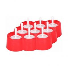9 Silicone Ice Mini Popsicle Molds With Sticks and Drip-guards,- Red