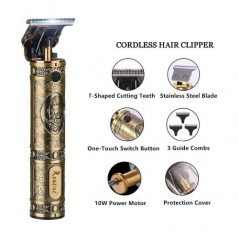 Professional Hair Clipper Grooming Rechargeable Cordless Cutting T-Blade Trimmer Kit-Black