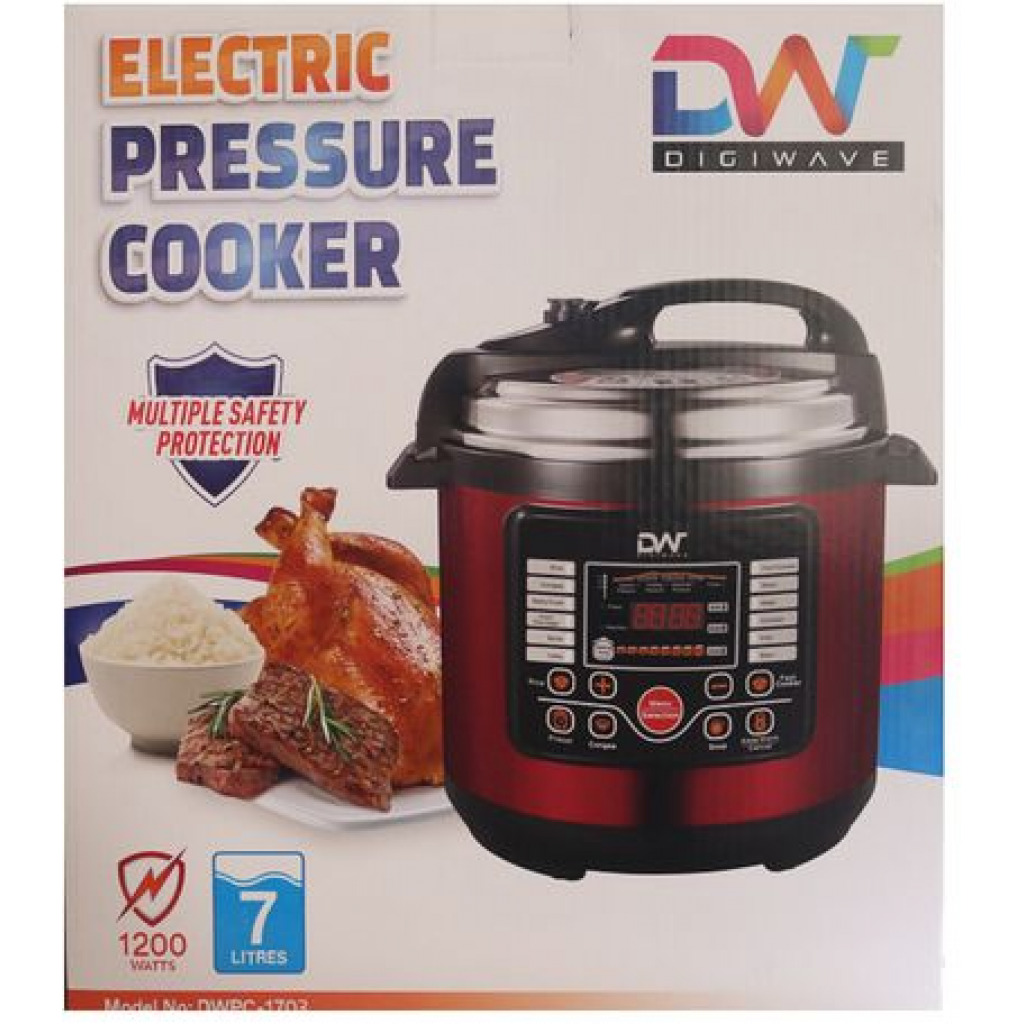 Digiwave 7L Electric DWPC-1703 Pressure Cooker 1200W - Maroon
