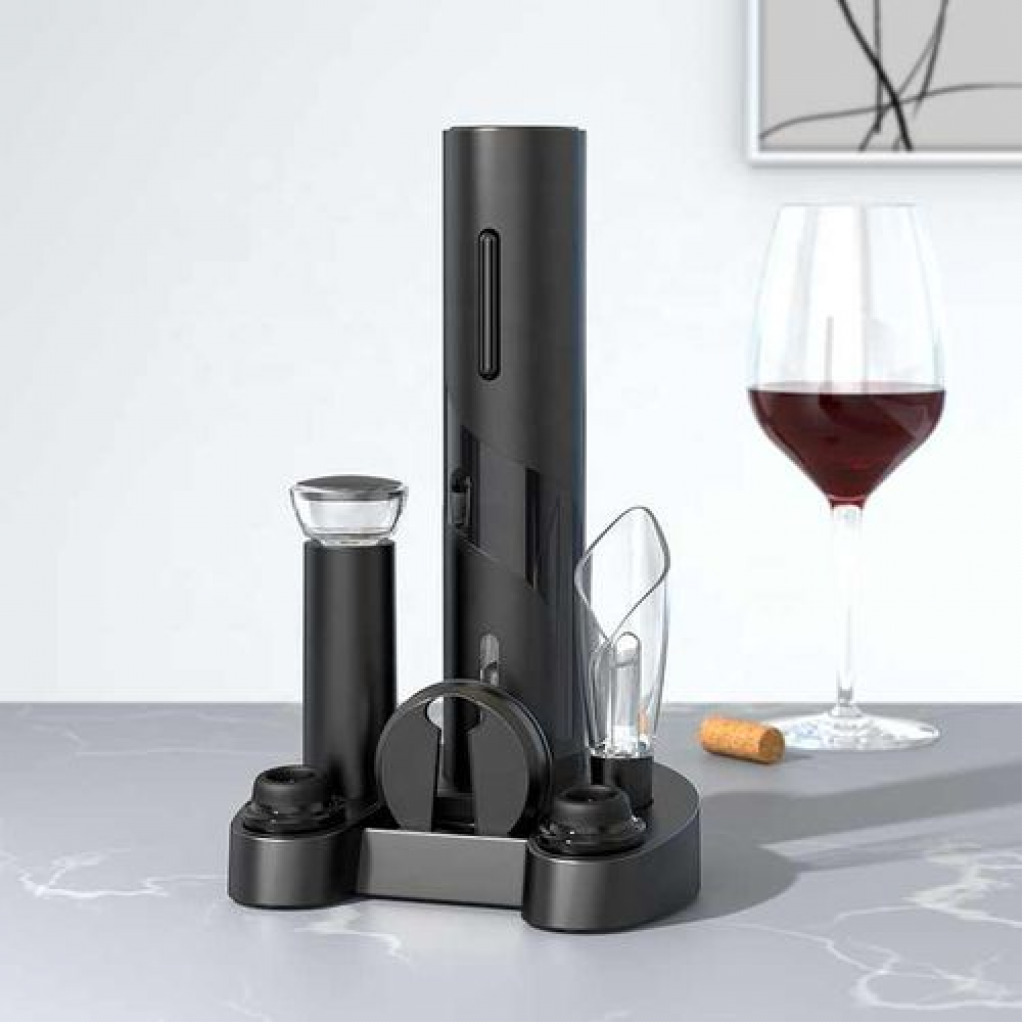 Electric Wine Opener Set Base Style Wine Bottle Opener Corkscrew Kit Gift Set- Multi-colours