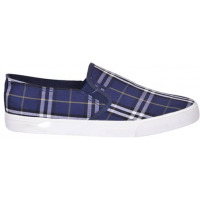 Men's Designer Slipon Shoes - Checked Blue, White