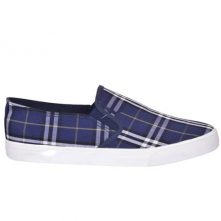 Men’s Designer Slipon Shoes – Checked Blue, White Men's Loafers & Slip-Ons