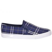 Men's Designer Slipon Shoes - Checked Blue, White