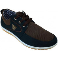 Men's Lace Up Designer Sneakers - Navy Blue,Brown,White