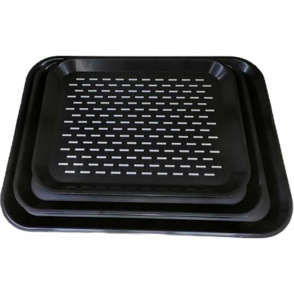 3 PCS Of Rubber Non-slip Serving Trays Platters- Multi-colours