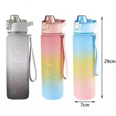 1-Litre Time Marked Fitness Jug Outdoor Frosted Water Bottle, Multi-Colour