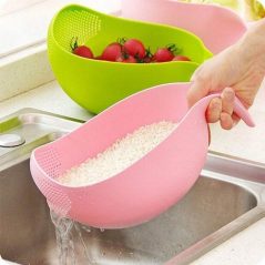 1Pc Fruits Vegetable Washing Bowl Food Strainer Rice Colander -Multi-colours