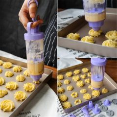 Cookie Press Maker Gun Kit Biscuit Maker Cake Decorating Set -Blue