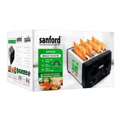 Sanford 4 Slice Stainless Steel Bread Toaster - Silver and Black