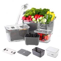 2.72L Refrigerator Organizer Bin Storage Container For Fruits Vegetables, Grey