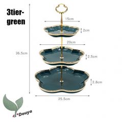 3-Tier Cookie Cake Stand Serving Platter Tray -Emerald Green