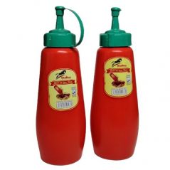 2 Pcs Plastic Squeeze Dispenser Vinegar Oil Tomato Sauce Bottles - Multi-colour