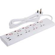 Geepas GES4095 4 Way Extension Socket with USB Port - White