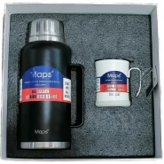Maps 2100ml Vacuum Flask Desk Cup Outdoor Thermos Portable Bottle Gift Set- Blue