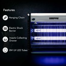 Geepas GBK1131N Fly and Insect Killer – Powerful Fly Zapper 10W UV Light – Electric Bug Zapper, Insect Killer, Fly Killer, Wasp Killer – Insect Killing Mesh Grid, with Detachable Hang- 2 Year Warranty Insect Repellant TilyExpress
